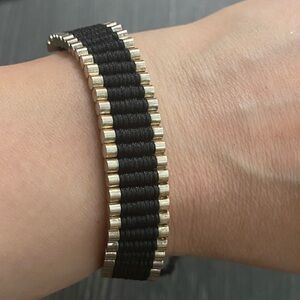 Links of London Black Bracelet with Silver Logo Bead missing one bead as shown